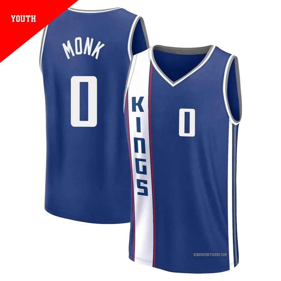 ＃0 Youth Malik Monk Sacramento Kings 2023/24 Fast Break Blue City Edition Jersey