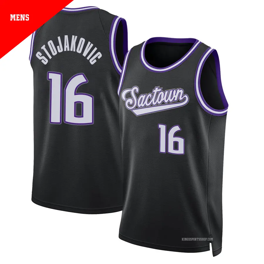 ＃16 Men's Peja Stojakovic Sacramento Kings 2021/22 Swingman Black Icon Edition Jersey