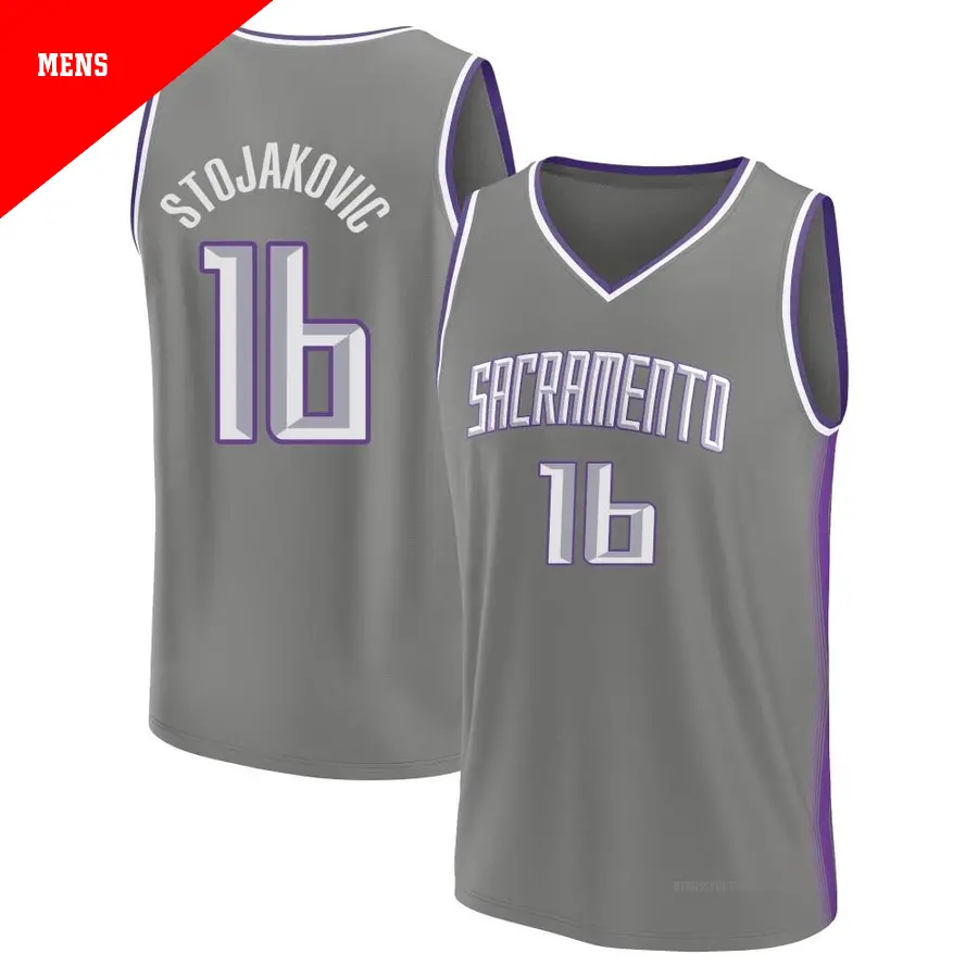 ＃16 Men's Peja Stojakovic Sacramento Kings 2022/23 Fast Break Gray City Edition Jersey