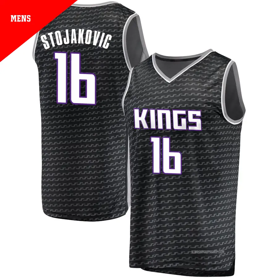 ＃16 Men's Peja Stojakovic Sacramento Kings Black Fast Break JerseyStatement Edition
