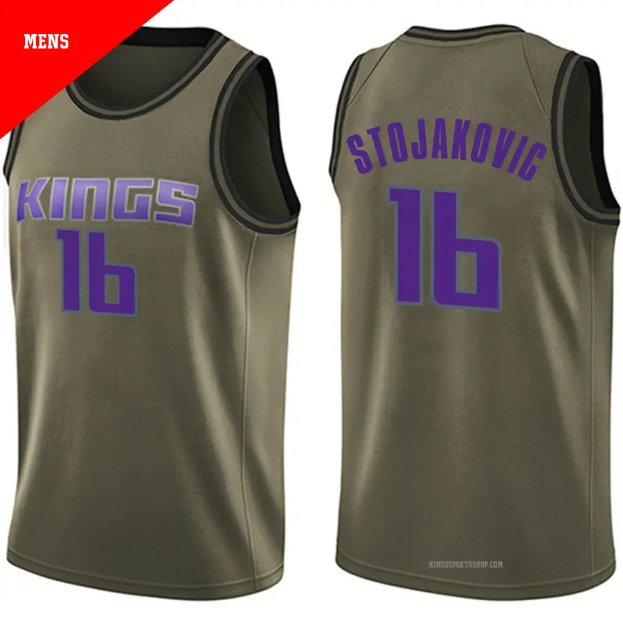 ＃16 Men's Peja Stojakovic Sacramento Kings Green Swingman Salute to Service Jersey