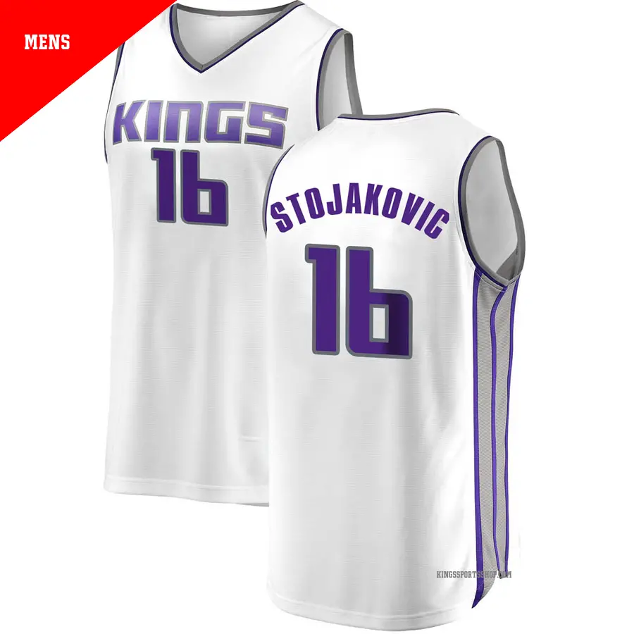 ＃16 Men's Peja Stojakovic Sacramento Kings White Fast Break JerseyAssociation Edition