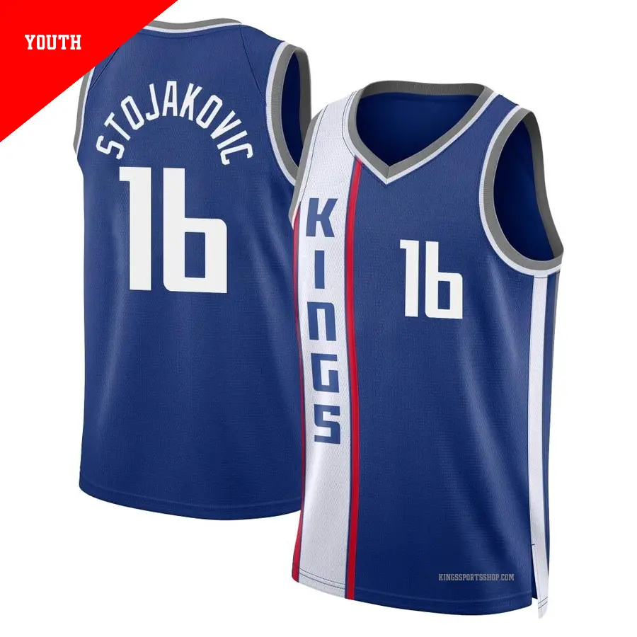 ＃16 Youth Peja Stojakovic Sacramento Kings 2023/24 Swingman Blue City Edition Jersey