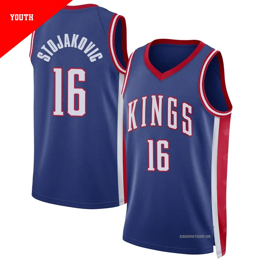 ＃16 Youth Peja Stojakovic Sacramento Kings 2024/25 Swingman Blue City Edition Jersey