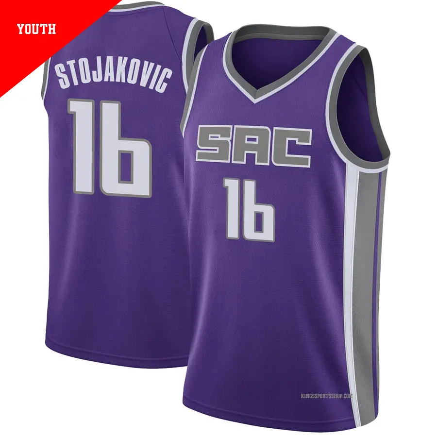 ＃16 Youth Peja Stojakovic Sacramento Kings Purple Swingman JerseyIcon Edition