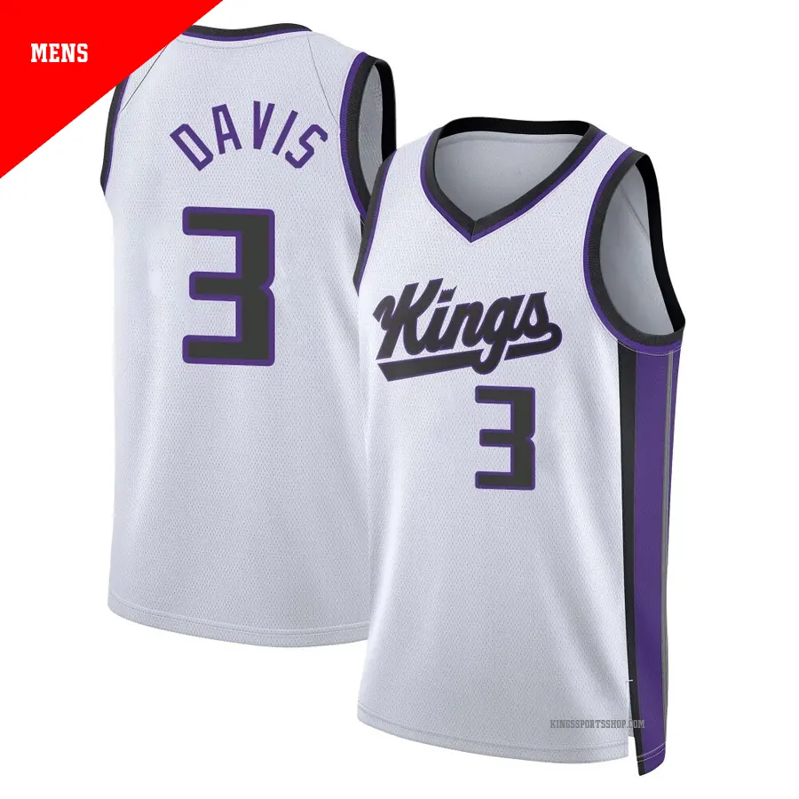 ＃3 Men's Terence Davis Sacramento Kings 2024/25 Swingman White Association Edition Jersey