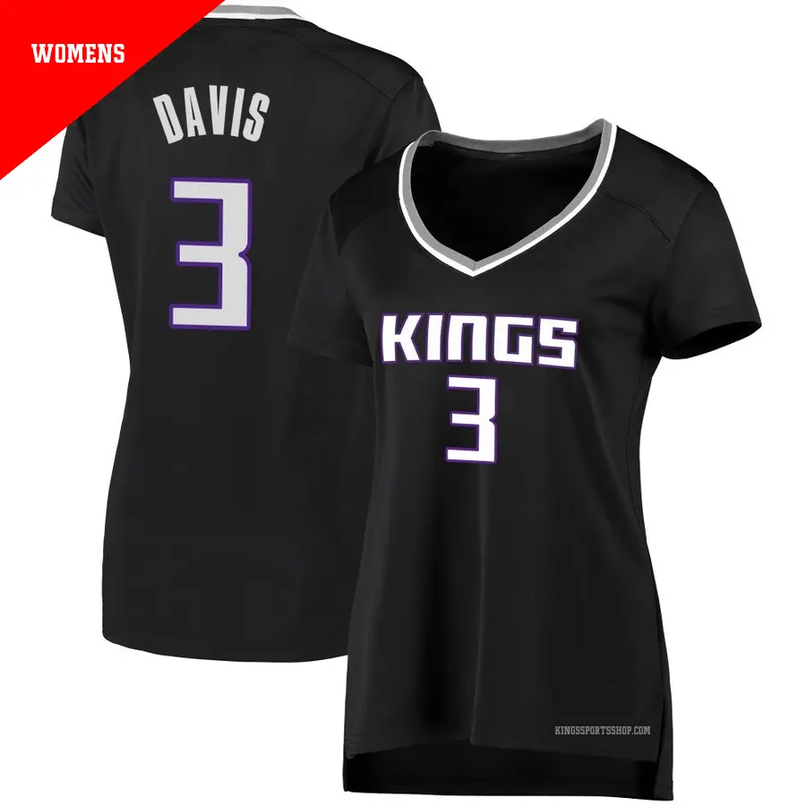 ＃3 Women's Terence Davis Sacramento Kings Black Fast Break Jersey Statement Edition