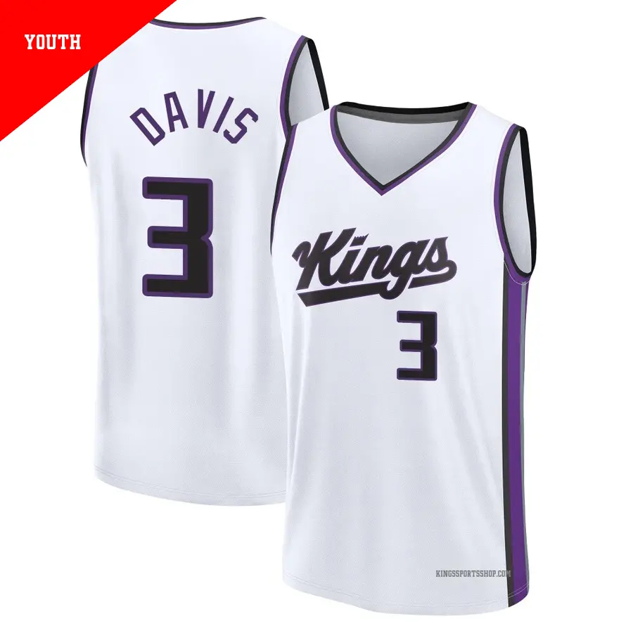 ＃3 Youth Terence Davis Sacramento Kings 2024/25 Fast Break White Association Edition Jersey