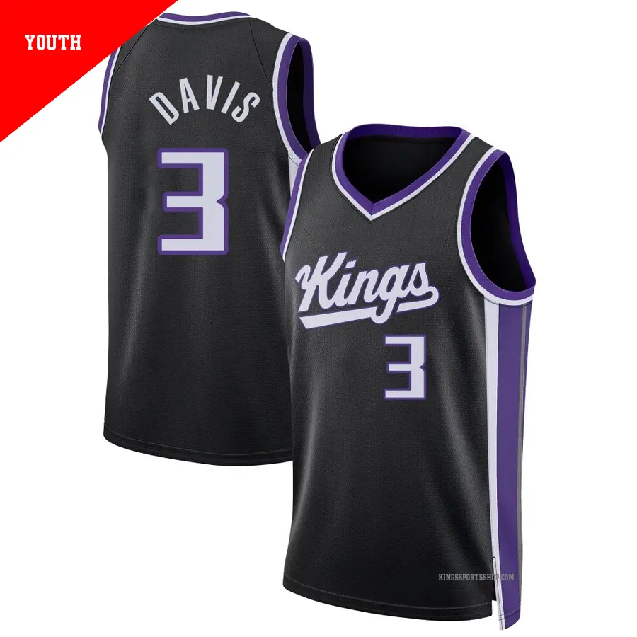 ＃3 Youth Terence Davis Sacramento Kings 2024/25 Swingman Black Icon Edition Jersey