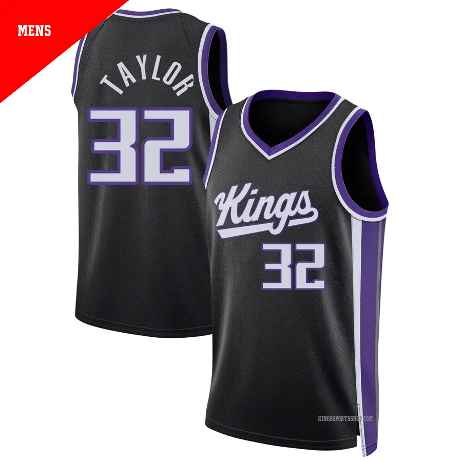 ＃32 Men's Terry Taylor Sacramento Kings 2024/25 Swingman Black Icon Edition Jersey