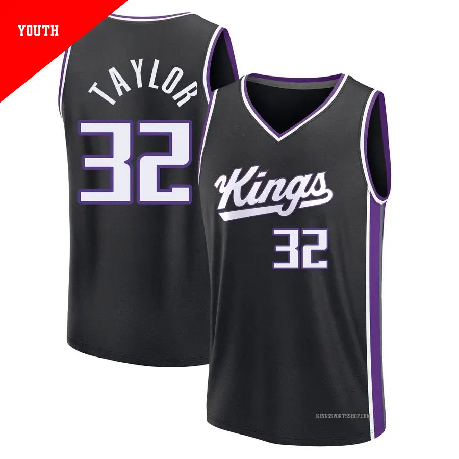 ＃32 Youth Terry Taylor Sacramento Kings 2024/25 Fast Break Black Icon Edition Jersey