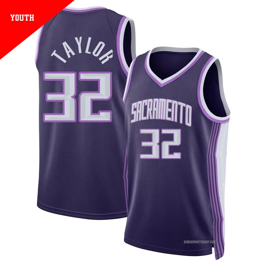 ＃32 Youth Terry Taylor Sacramento Kings 2025/26 Swingman Purple City Edition Jersey