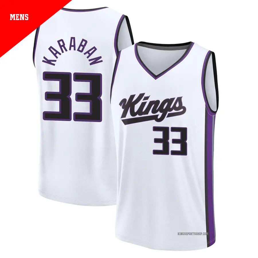 ＃33 Men's Alex Karaban Sacramento Kings 2024/25 Fast Break White Association Edition Jersey