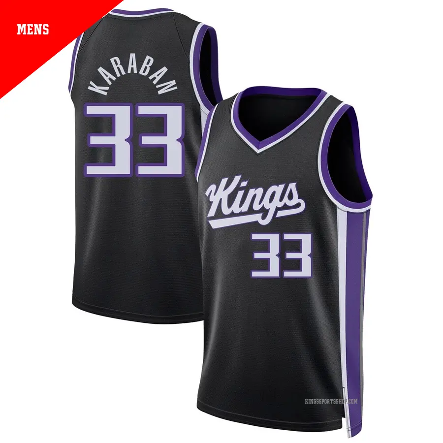 ＃33 Men's Alex Karaban Sacramento Kings 2024/25 Swingman Black Icon Edition Jersey