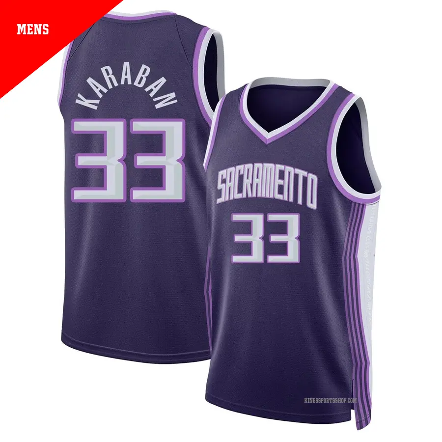 ＃33 Men's Alex Karaban Sacramento Kings 2025/26 Swingman Purple City Edition Jersey