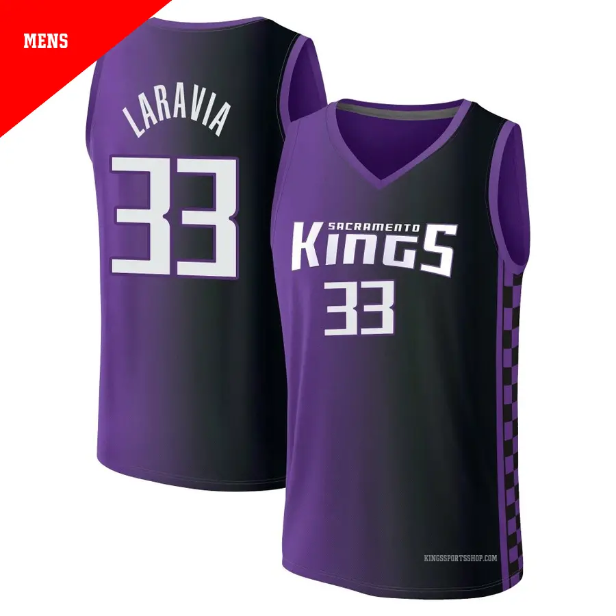 ＃33 Men's Jake LaRavia Sacramento Kings 2022/23 Fast Break Purple Statement Edition Jersey
