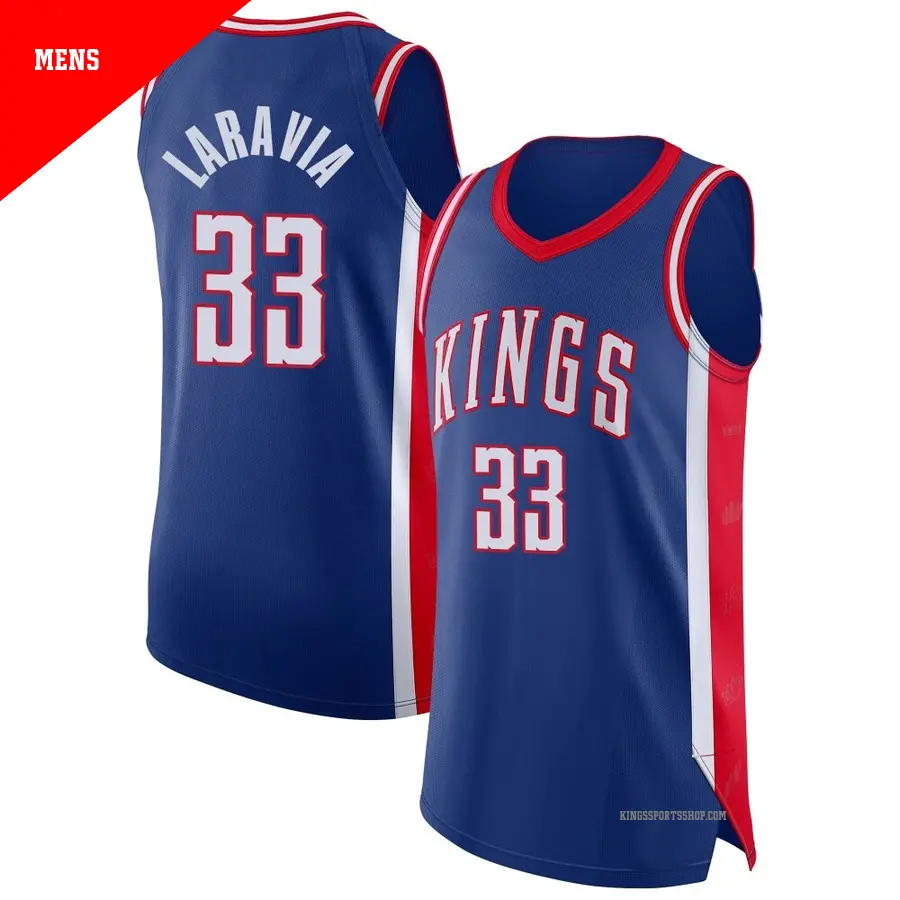 ＃33 Men's Jake LaRavia Sacramento Kings 2024/25 Authentic Blue City Edition Jersey