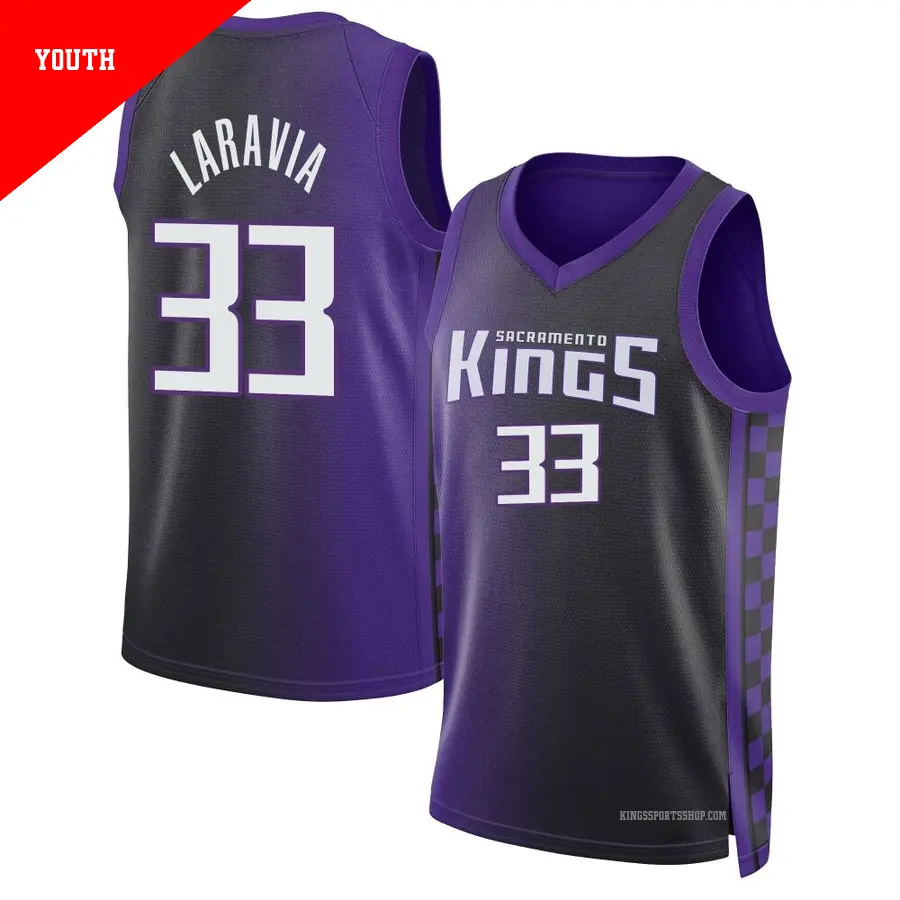 ＃33 Youth Jake LaRavia Sacramento Kings 2022/23 Swingman Purple Statement Edition Jersey