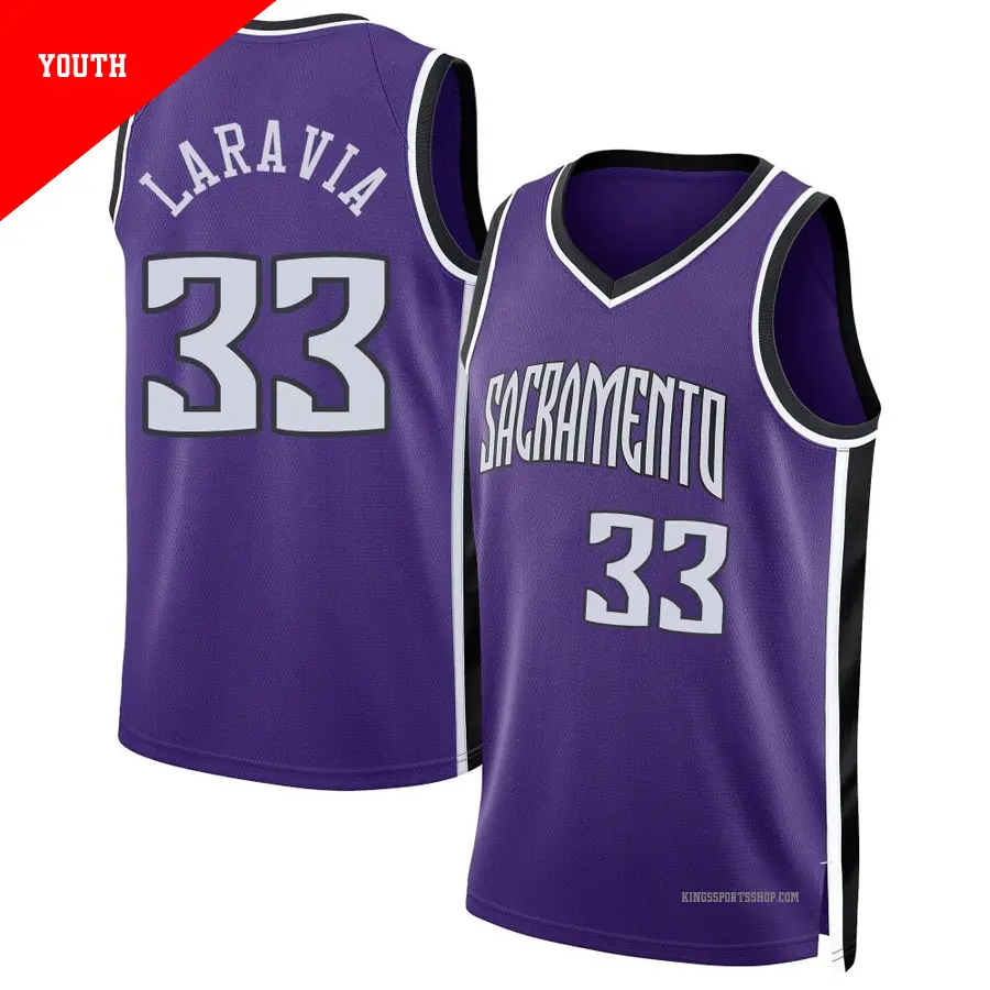 ＃33 Youth Jake LaRavia Sacramento Kings 2024/25 Swingman Purple Classic Edition Jersey